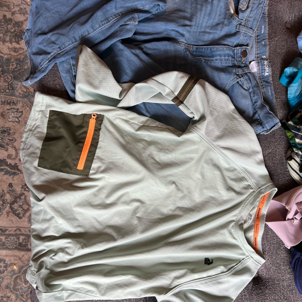 Kids Performance Tee with Contrast Zip Pocket - Sage Green boys 14/16